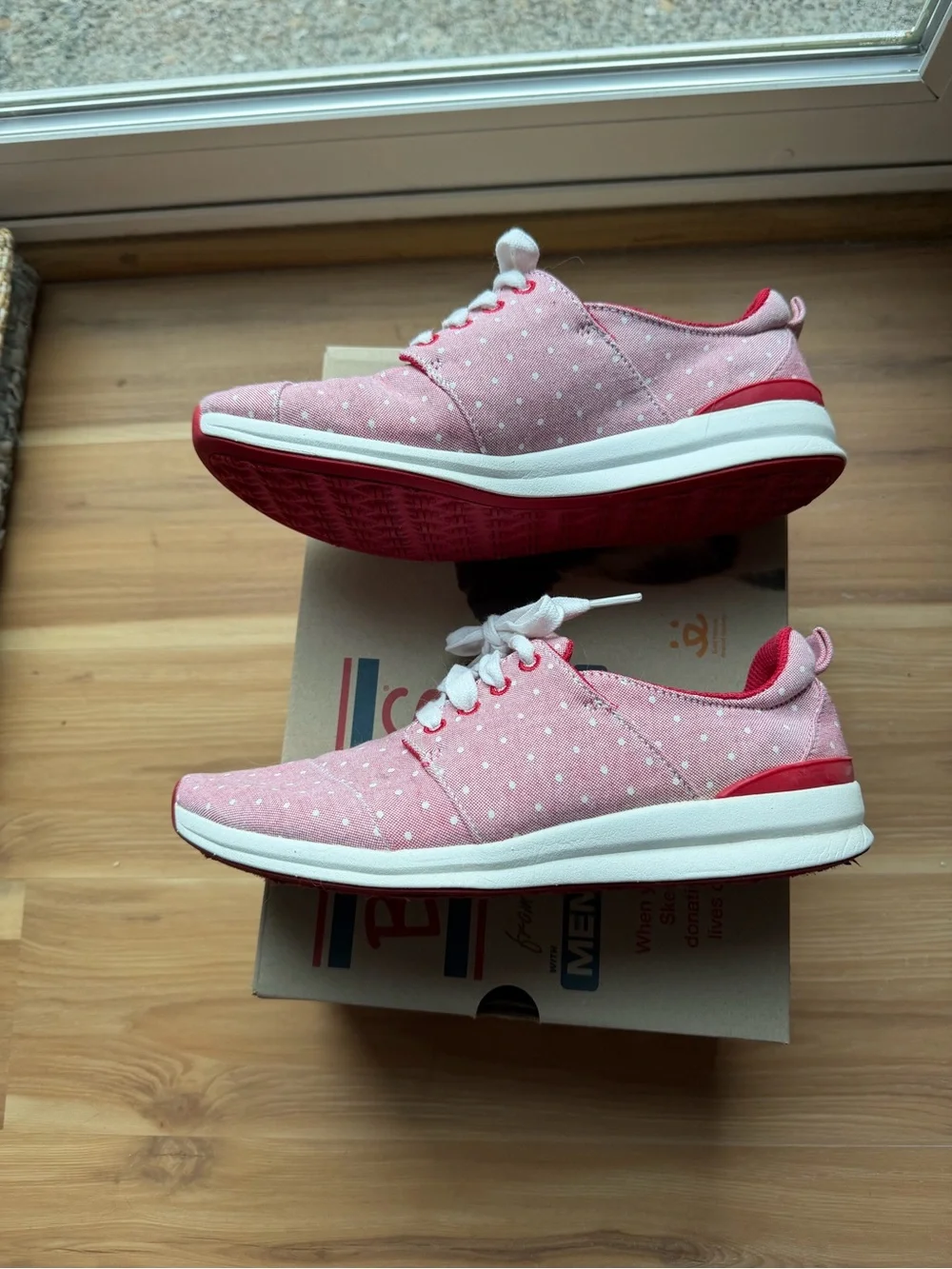 Skechers Red Polka Dot Canvas Sneakers with White Laces